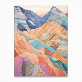 Scafell Pike England 4 Colourful Mountain Illustration Canvas Print