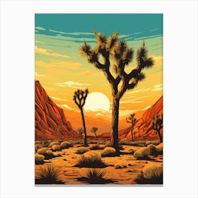  Retro Illustration Of A Joshua Trees At Sunrise 2 Canvas Print