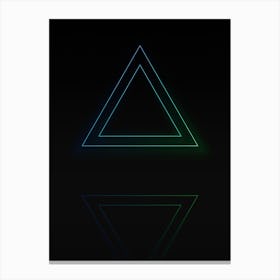 Neon Blue and Green Abstract Geometric Glyph on Black n.0201 Canvas Print