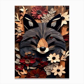 Carved Wood Fox Art1 Canvas Print