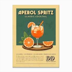 Aperol Spritz Classic Cocktail Canvas Print