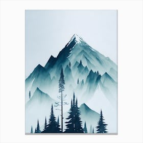 Mountain And Forest In Minimalist Watercolor Vertical Composition 329 Canvas Print