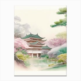 Adachi Museum Of Art, Japan Pastel Watercolour Canvas Print