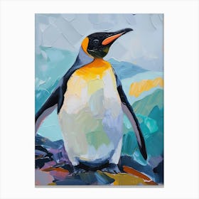 King Penguin Stewart Island Ulva Island Colour Block Painting 2 Canvas Print