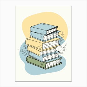 Stack Of Books Minimalistic Style Canvas Print