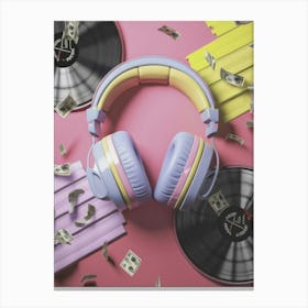 Money And Headphones 1 Canvas Print