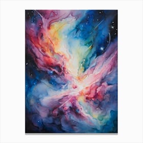 Abstract Watercolor Of A Vivid Pink Nebula With An Explosion At Its Core Galaxies Unfurling In The 2 1 Canvas Print