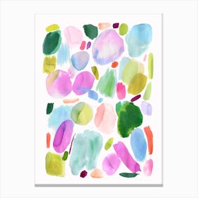 Watercolour Abstract Palette Acid Pink Green Canvas Print