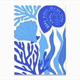 Blue Seashells Ocean Collection Boho Canvas Print