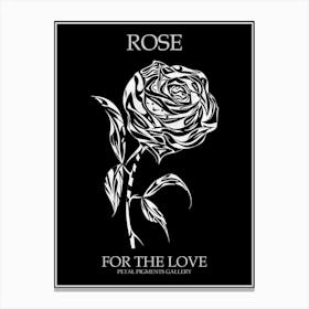 Black And White Rose Line Drawing 6 Poster Inverted Canvas Print