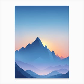 Misty Mountains Vertical Composition In Blue Tone 210 Canvas Print