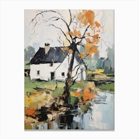 Small Cottage And Trees Lanscape Painting 1 Canvas Print