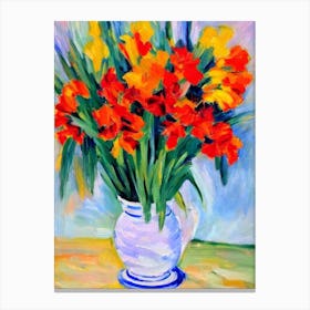 Gladiolus Floral Abstract Block Colour Flower Canvas Print
