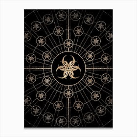 Geometric Glyph Radial Array in Glitter Gold on Black n.0338 Canvas Print