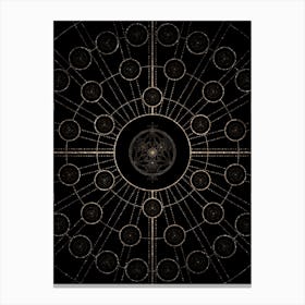 Geometric Glyph Radial Array in Glitter Gold on Black n.0425 Canvas Print