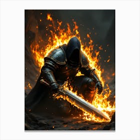 Dark Knight In Flames Poster Canvas Wall Room Decor Canvas Print