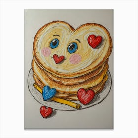 Heart Shaped Pancakes 4 Canvas Print