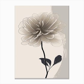 Dahlia Line Art Flowers Illustration Neutral 16 Canvas Print