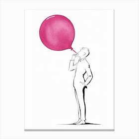 Man Blowing A Balloon Canvas Print