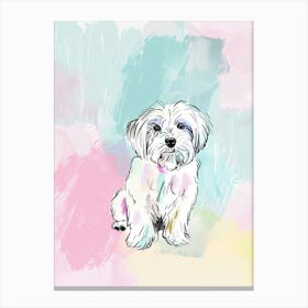 Havanese Dog Pastel Line Painting 1 Canvas Print