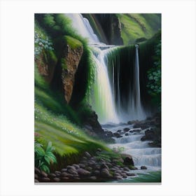 Fairy Glen Waterfall, United Kingdom Peaceful Oil Art  Canvas Print