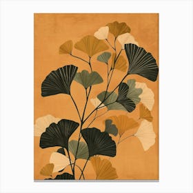 Ginkgo Tree Minimal Japandi Illustration 4 Canvas Print
