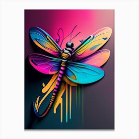 Dragonfly In Front Of Graffiti Wall Tattoo 1 Canvas Print