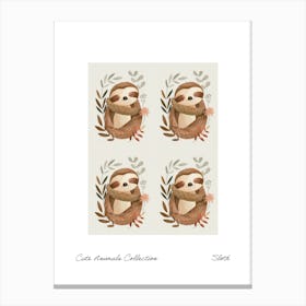Cute Animals Collection Sloth 1 Canvas Print