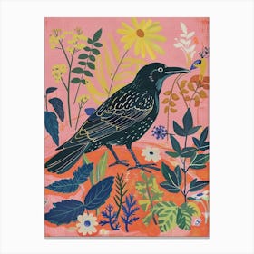 Spring Birds Raven 3 Canvas Print
