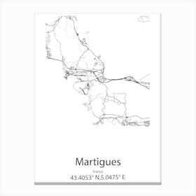 Martigues,France Minimalist Map Canvas Print