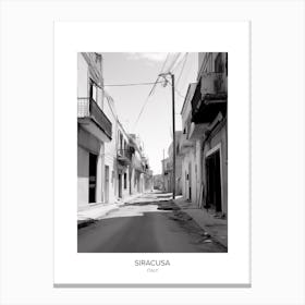 Poster Of Siracusa, Italy, Black And White Photo 4 Canvas Print