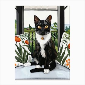 Cat On The Porch 2 Canvas Print