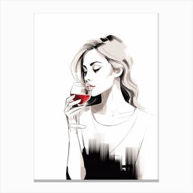 Girl Drinking Wine Canvas Print