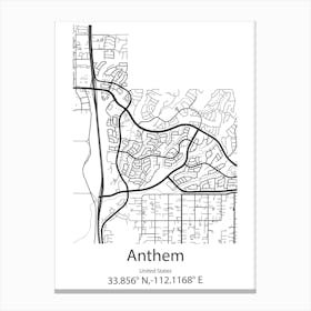 Anthem,United States Minimalist Map Canvas Print