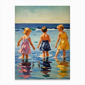 Three Little Girls At The Beach Canvas Print