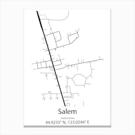 Salem Lakes,United States Minimalist Map Canvas Print