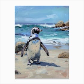 Adlie Penguin Boulders Beach Simons Town Oil Painting 1 Canvas Print