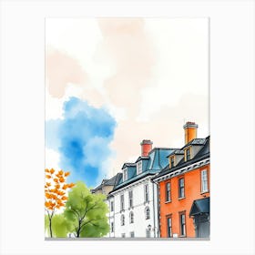 Watercolor Sketch Of A City 1 Canvas Print