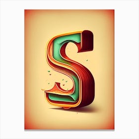 S  Sandwich, Letter, Alphabet Retro Drawing 2 Canvas Print