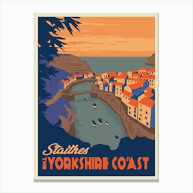 Staithes Yorkshire Coast Travel Poster Canvas Print