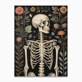 Botanical Skeleton Vintage Flowers Painting (8) Canvas Print