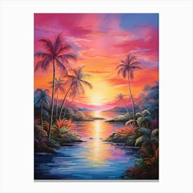 Sunset With Palm Trees 2 Canvas Print