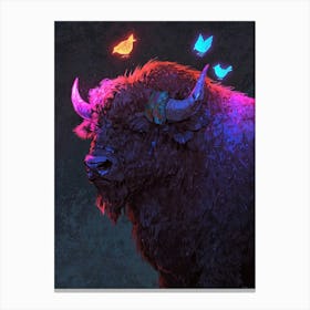 Bison With Birds Canvas Print