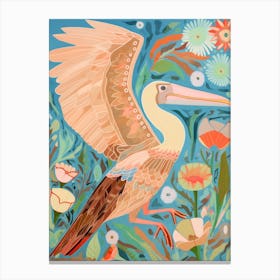 Maximalist Bird Painting Brown Pelican 2 Canvas Print
