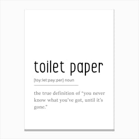 Toilet Paper Definition Poster - Dictionary Canvas Print