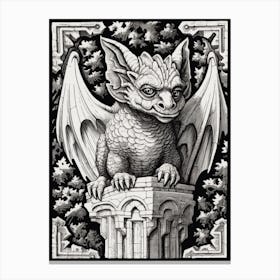 Gothic Gargoyle B&W 3 Canvas Print