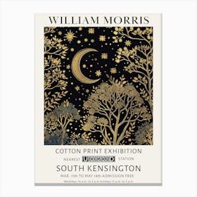 William Morris Moon Stars Tree Night Canvas Print