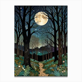 William Morris Full Moon In The Woods 2 Canvas Print