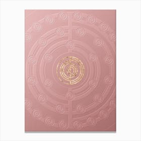 Geometric Gold Glyph on Circle Array in Pink Embossed Paper n.0199 Canvas Print