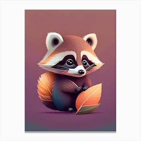 Playful Raccoon Cute Digital Canvas Print